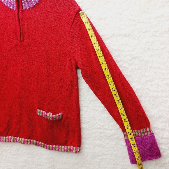 Sweater Cardigan M Orvis Red Festive Cozy Heritage Classic Holiday Ready Classic - Picture 8 of 11